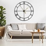 LEIKE 40 Inch Extra Large Modern Wall Clock, Oversize Rustic Round Nearly Silent Battery Operated, Black Metal Roman Numerals Wall Clocks for Living Room, Bedroom, Entrance Home Decor - Image 5