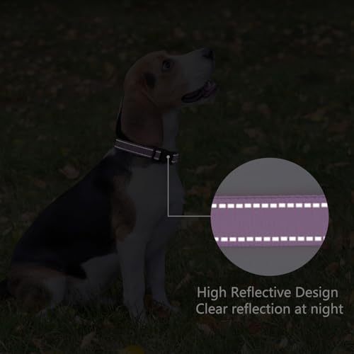 Image of Reflective Dog Collar, Adjustable Nylon for Large Dogs,Lavender