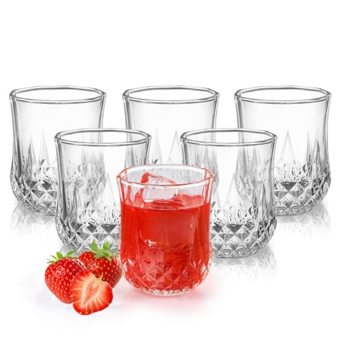 Image of WRINGO 280ml Italian Premium Juice Glasses and Transparent Water Glass Medium Size Tumbler Glasses for Drinking Water and Cocktails, Diamond Design Glass Water Glass Set of 6 (Lining, Set of 6)