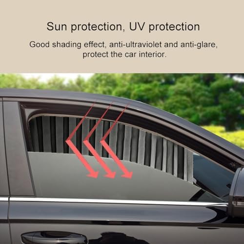 SELLERFLOR Car Curtain Slat Folding Sunshade UV Protection Automatic Magnetic Extension Rail Universal Side Window Sun Shade Slider (Black, for Mahindra)