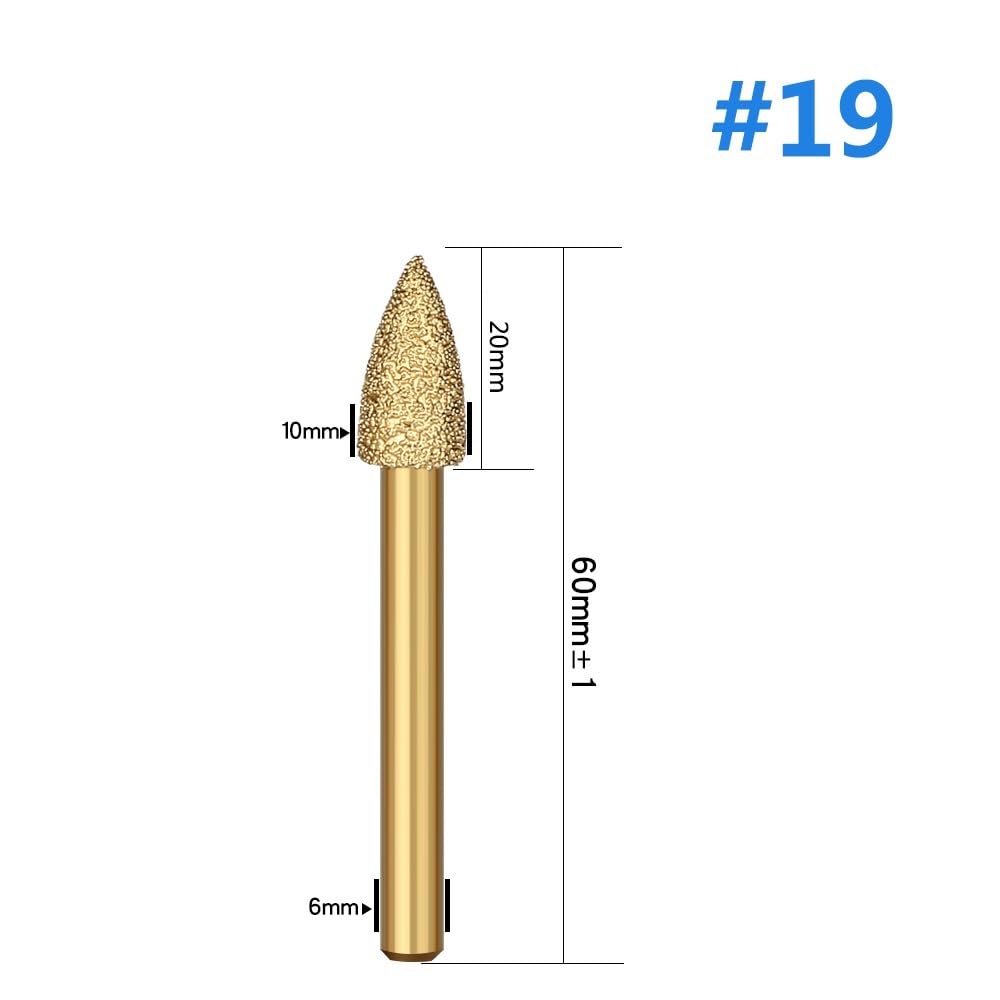 1 Stück vakuumgelöteter Diamant-Fräskopfschleifen Drehfeile Stein Marmor Granit Gravur CNC-Maschine Carving Router Bits(6x10mm NO.19)
