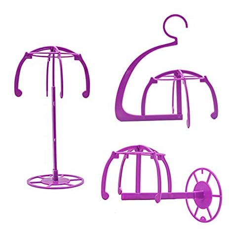 Jihe Wig Stand,2 Pcs 3 Combinations Folding Portable Plastic Wall-Mounted Wig Holder Hanging Wig Stands Vertical Wig Hanger for All Wigs and Hats Cover