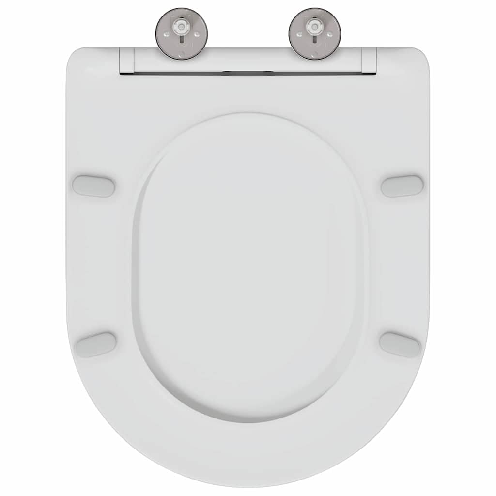 Toilettensitz Weiß aus Duroplast 47 x 36 x 3,4 cm mit Absenkautomatik WC Klodeckel Ersatz für Badezimmer, Toilettenbrille für Komfort und Montage