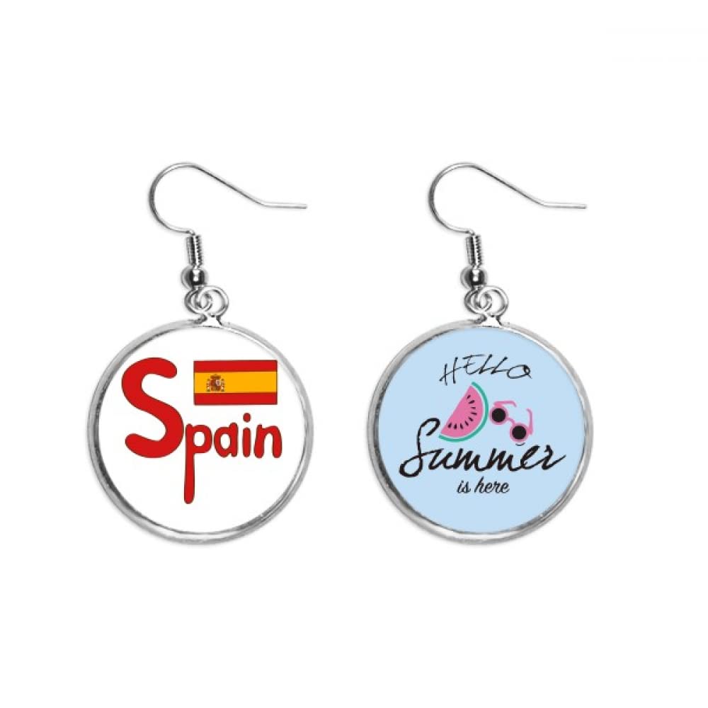 Pendientes de sandía con bandera de España para el lóbulo en verano 5