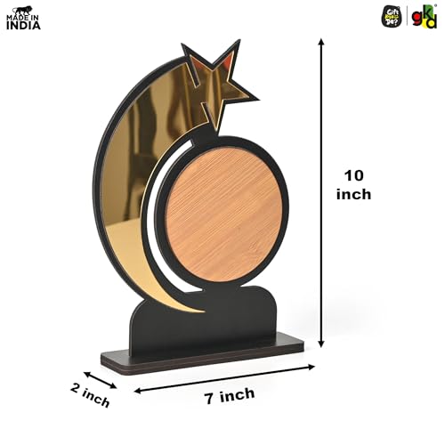 Image of Gift Kya De Star Trophy Memento | Self-Customizable Wooden & Acrylic Award with Stickers | Corporate Appreciation, Employee Recognition, Achievement Award (Big - Self)