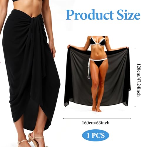 Sarong Wraps for Women Bathing Suit Cover Up Swimsuit Cover Up Beach Sarong Wrap Beach Skirt Black Bottom Coverup for Women2