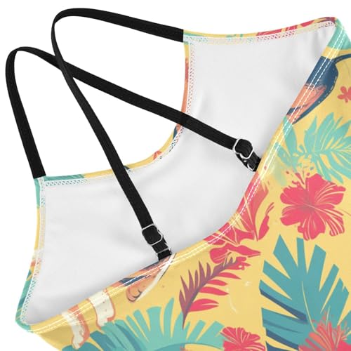 KLL Dachshund Dreams of A Bone Girls 1-Piece Swim Suit Beach Swimwear Adjustable Shoulder Strap UPF 50+4