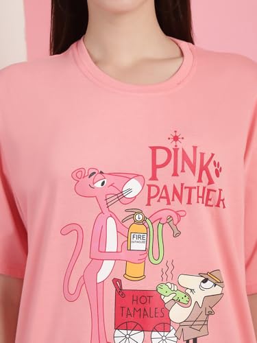 Image of Preneum Women's Cotton Cool Graphic Printed Baggy Fit Drop-Shoulder Sleeves Cotton Oversized T-Shirt