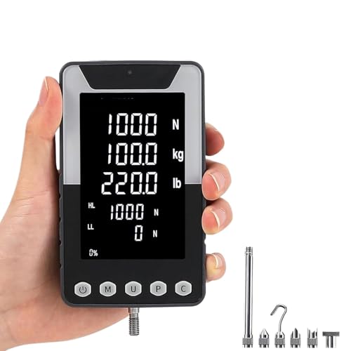 Digital Force Gauge with LCD Display - 200N Push Pull Gauge, Includes 5 Probes and 3 Measurement Modes (Newtons/Pounds/Kilograms) for Accurate Push-Pull Testing