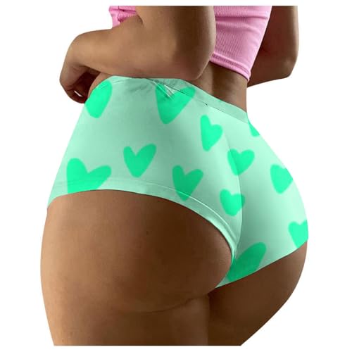 Vhersily 2025 - Ropa interior atlética para mujer con estampado de San Valentín divertida ropa interior corta boyshort pijama para las mujeres, Mint Green, L
