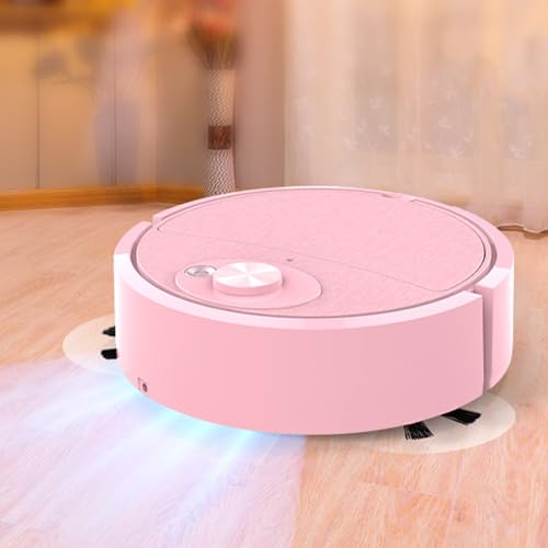 Mini Reiniger Kehrroboter mit Akku Roboter Automatischer Saugroboter Ultra Slim Leise Reinigt Hartböden bis Mittelflor Teppiche Integraler Speicher Mehrere Reinigungsmodi Rosa – Bild 3