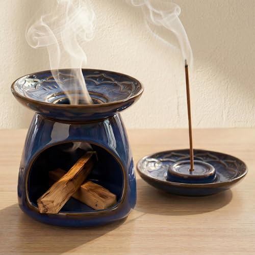 Palo Santo Incense Holder 3-in-1 Handcrafted Ceramic Sage Burner