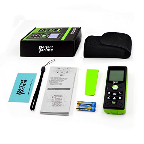 Perfectprime Rf0350, Laser Distance Digital Range Finder Meter Diastimeter Measuring Device With Clip/Level Bubble 164Ft, Pythagorean Mode/Volume/Area Calculation, Lcd Backlight/Ip54 Water/Dust Proof #TOP5