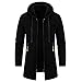 WWPPAION Mens Winter Jacket With Hood Medium Long Thermal Loose Coat Hooded Drawstring Warm Sweaters Fashion Knitted Jackets