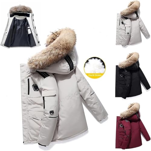 Piumino invernale da uomo, imbottito in piuma d'oca, caldo cappotto ispessito per autunno e inverno, cappotto da neve stile canadese