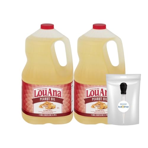 LouAna Peanut Oil 100% Pure 128 fl oz Plastic Gallon 2 Pack + KOOL8SHOP Infinite Deals Turkey Baster...