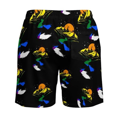 Straight Ally Flag Mountains Beach Shorts for Men Swim Trunks Quick Dry Swim Shorts with Compression Liner Pocket4