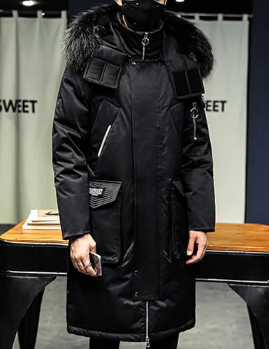 COZYPOIN Mens Long Puffer Jacket Heavy Warm Winter Coat with Hood Zip Up Windproof Padded Down Parka Outerwear2