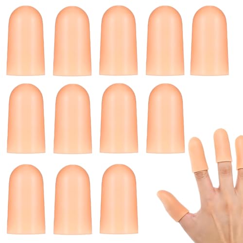 12 pcs protectores de dedos de gel, Protezione per Dita, Protectores para Pulgares, fundas protectoras de gel de silicona para cunas para dedos, Adecuado para el pulgar (Color de la carne)