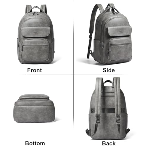 Image of Leresas Backpack Purse for Women Mens for Work Travel Back Pack Purses Vegan Leather Back Pack Fashion Laptop Computer Bag Dark Grey