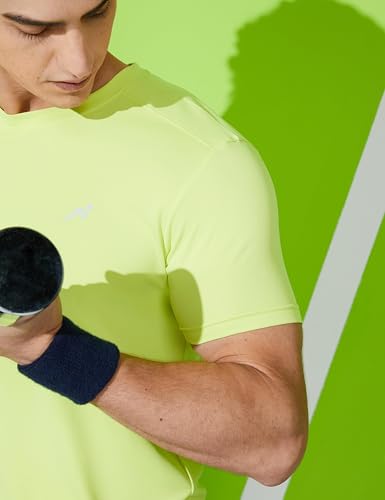 Image of Amazon Brand - Symbol Men's Active Regular Fit Sports T-Shirt (White + Neon M) (Combo Pack of 2)