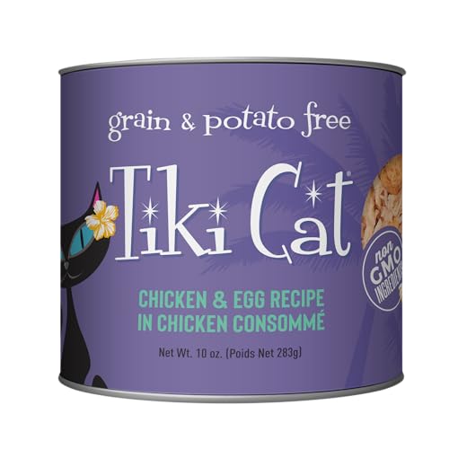 Image of Tiki Cat Luau Wet Cat Food, Chicken & Egg, 10 oz. Cans (4 Count)