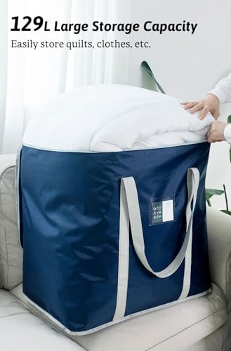 Multipurpose Oversize Moving Bag Oxford Cloth Heavy Duty Duffel Packing Bags Household Clothing Storage Bags For Moving Storage Camping and Travel (Grey, 129L)3