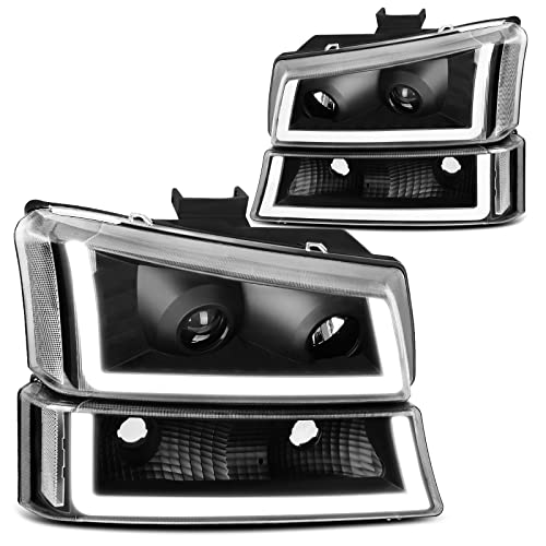 DWVO Projector Headlight Assembly Compatible with 2003 2004 2005 2006 Chevy Avalanche Silverado 1500 2500 3500/2007 Chevrolet Silverado Classic Pickup Headlamp