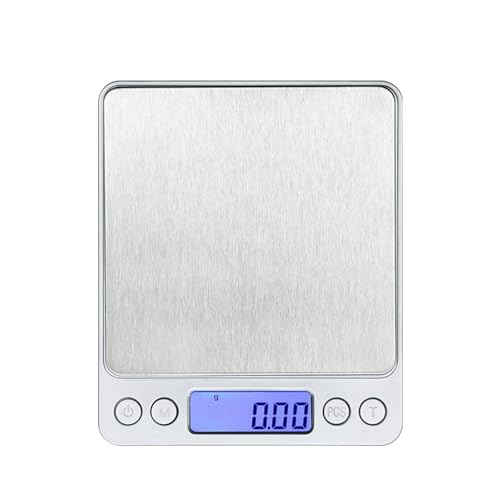 ALLVD 計量器 デジタルスケール 3kg0.1g単位 で 計量可能 キッチン 電子天秤 風袋引き機能 計数機能 オートオフ機能付き 精密スケール 電子はかり バッテリ付 き トレー2個付き