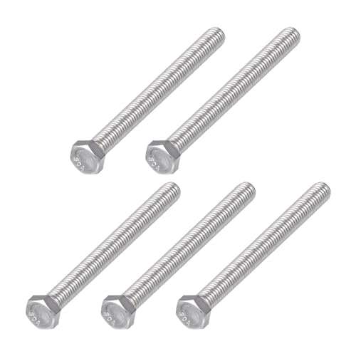 Image of METALLIXITY Hex Head Bolts (3 /8-16 x 4) 5Pcs, 304 Stainless Steel 18-8, Fully Threaded, External Hex Drive, Plain Finish, Hex Head Screw Bolt, Silver