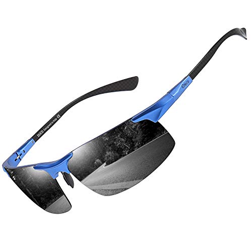 Duco Gafas De Sol Deportivas Polarizadas Para Hombre Con Ultraligero Y Marco De Metal Irrompible, 100 Uv400 8277 Lenti Grigie Con Montatura Blu Duco Gafas De Sol Deportivas Polarizadas Para Hombre Con Ultraligero Y Marco De Metal Irrompible, 100 Uv400 8277 Lenti Grigie Con Montatura Blu