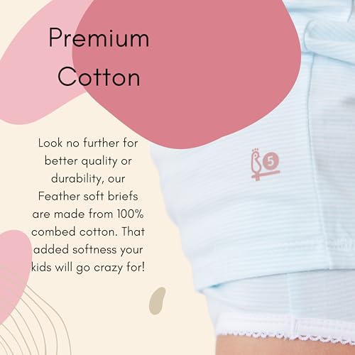 Feathers Girls Multi Stripe Snug Fit Tagless Briefs Underwear - 100% Cotton Super Soft Panties ,6