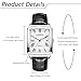 Imagen de JewelryWe Relojes Cuarzo Analógico Pareja: Reloj Calendario Clásico Cuadrado Negro para Hombre y Mujer Correa de Cuero Escala de Números Romanos