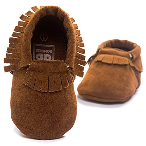 Image of Meckior Infant Baby Girls Boys Premium Soft Sole Tassel Bowknot Moccasins Toddler Prewalker Princess Anti-Slip Crib Baptism Loafers Shoes