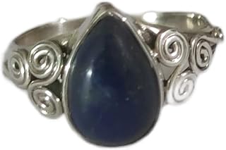 Lapis Lazuli Round Shape Gemstone Rings, Bohemian Jewelry, 925 Sterling Silver, Blue ~ Stone, Daily Wearable Rings, Bridesmaids Gift for her/him, Engagement Rings, Handmade Statement Ring For Women