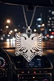 Acryl Rückspiegel Anhänger 7x6cm – Albanien Fan Auto Deko – Leichter Auto Anhänger für Albaner Shqipëria