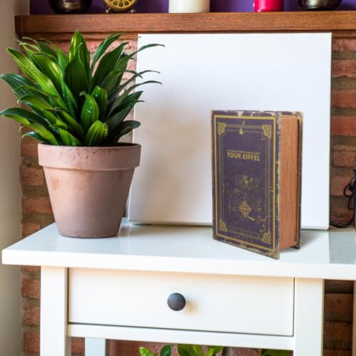 Boîte de rangement faux livre bois cachette télécommande salon - 7
