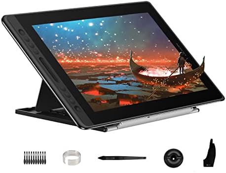 HUION KAMVAS Pro 16 Graphics Drawing Tablet with Screen Full-Laminated Tilt Battery-Free Stylus Touch Bar Adjustable Stand, Compatible with Windows, Mac and Linux, 15.6inch Pen Display