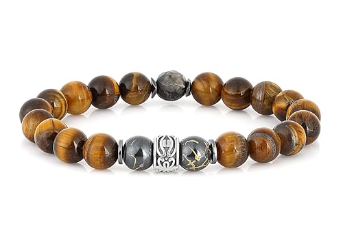 Nahle® | Tigerauge Hämatit Armband | Naturstein Perlenarmband...