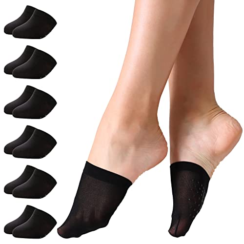 MANZI 6/8 Pairs Toe Topper Women Socks Half Noshow Seamless Socks One Size Black 6