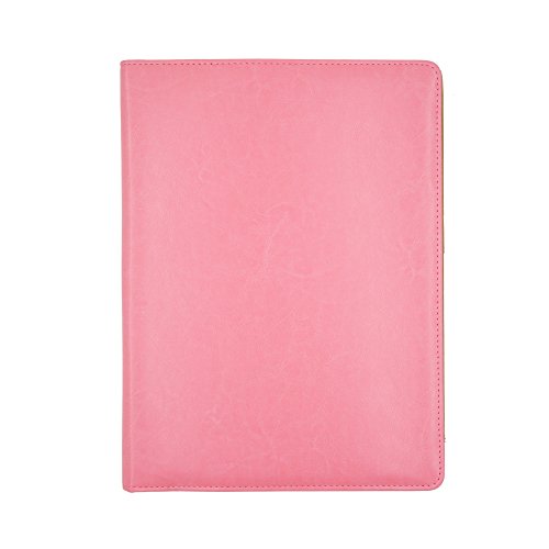 Professional Business Padfolio - Resume Portfolio/Business Portfolio/Document Storage/Business Card Pocket & Writing Pad,Faux Leather Matte Finish & Accent Stitching (Pink)