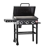 Char-Griller 8428 Flat Iron 3 Burner Outdoor Griddle Gas Grill with Lid, Black