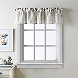 CHF McKenzie Striped Window Kitchen Curtain Valance, Rod Pocket, 58W x 14L inch, Grey