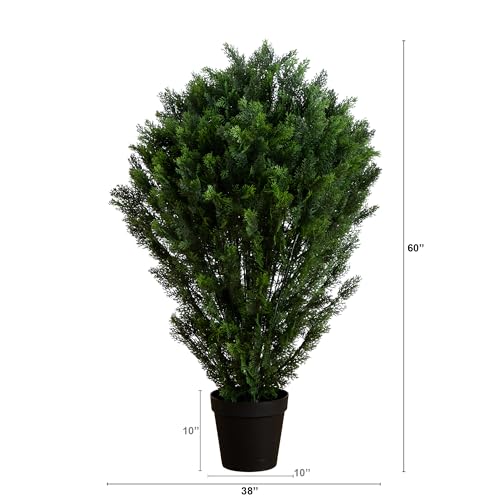 Nearly Natural 5-FT Artificial Cedar Bush, Indoor/Outdoor UV Resistant Faux Cedar Bush in Black Nursery for Front Porch Décor, Artificial Shrubs for Outdoors by Nearly Natural - Image 2