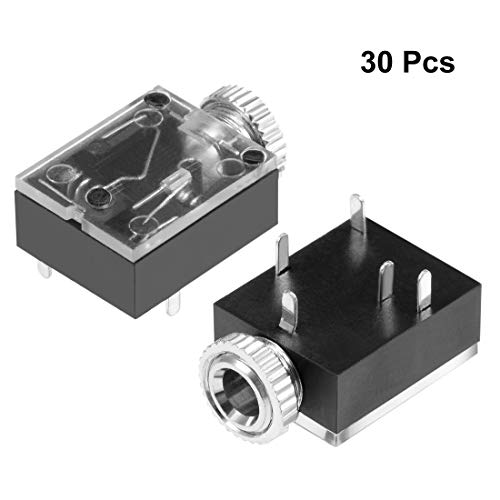 uxcell 30Pcs Conector Estéreo 3.5mm 5 Pines Negro miniatura 6