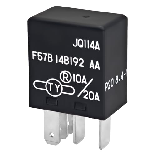 Relay F57B14B192AA (Pack of 1), 10A/20A 12VDC 5Pins Automotive Relay F57B 14B192 AA - OEM Replacement, Compatible for Select Ford, Toyota, Cadillac Vehicles