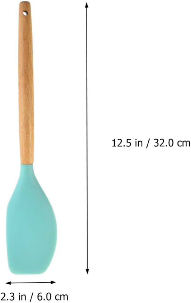 KICHOUSE 2 Pieces Heat Resistant Silicone Cream Spatulas with Wooden Handles, Cake Scrapers for Baking and Icing, Flexible Silicone Scrapers for Kitchen Use