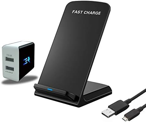 Wantacme Fast Wireless Charger Stand for All Qi-Enable, 10W Quick Wireless Charger Qi Charging Dock Compatible with Samsung S9 S8 S7 and 7.5W Wireless Charger Compatible with iPhone X XR XS (Black)