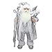 Northlight Winter Frost Standing White/Silver Santa Claus with Staff and Gift Bag Christmas Figure, 24