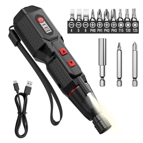 TPQKA 4V Electric Screwdriver with LED Light, 3-Speed Cordless Screwdriver Set with 12-Piece Bits & USB Charging Cable for Home Repair, Furniture Assembly & Electronics by TPQKA - Used condition - US$18.84